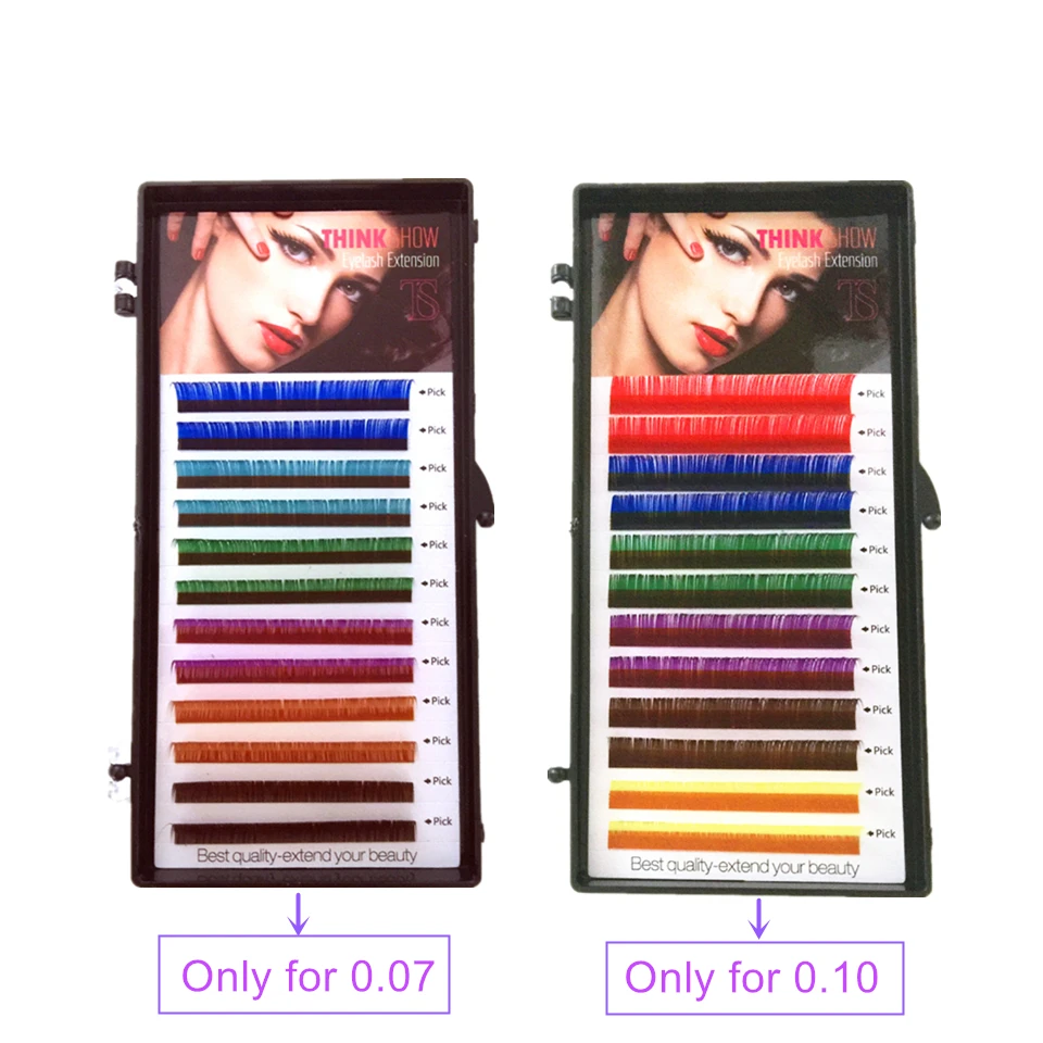 

THINKSHOW Colored Eyelash Extension C D Colorful Eyelash Extension Rainbow Colors False Eyelashes Cilia