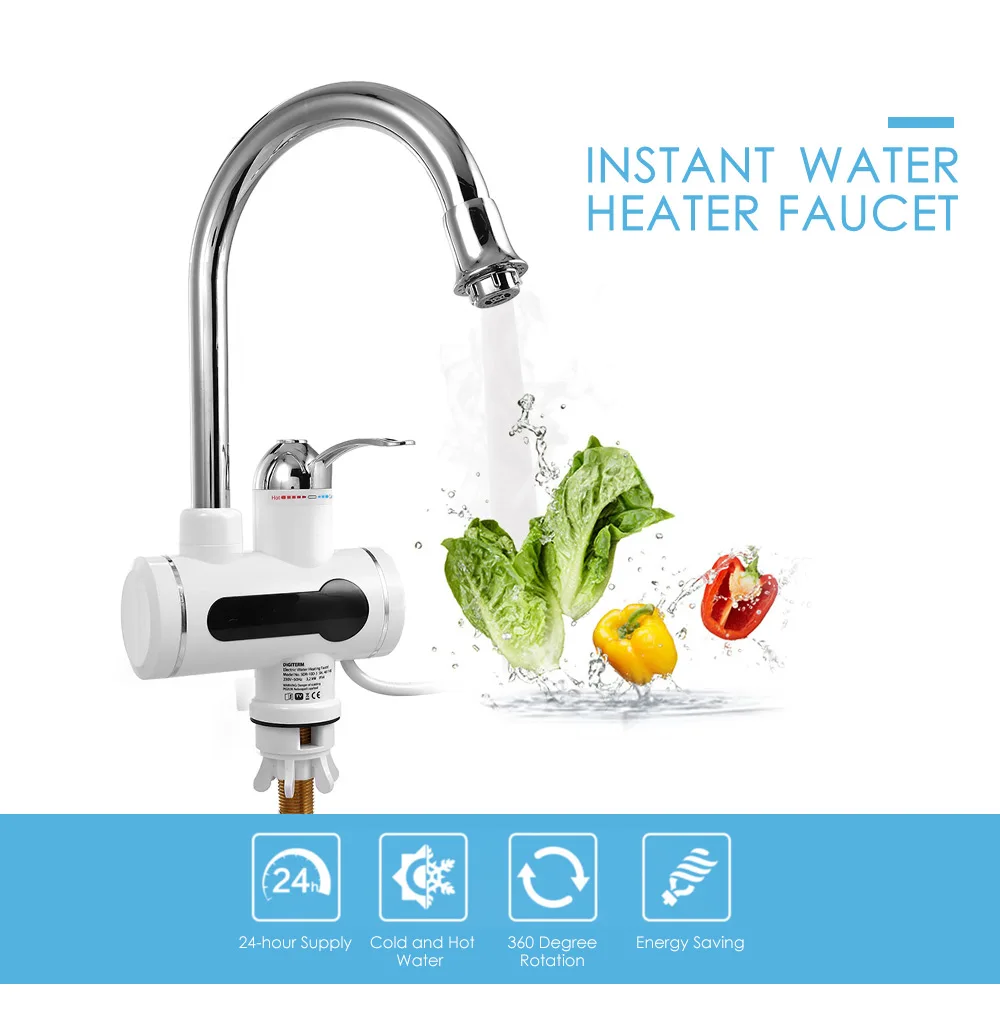 

COHOTCA Instant Tankless Electric Hot Water Heater Faucet Kitchen Instant Heating Tap Water Heater With Digital Display