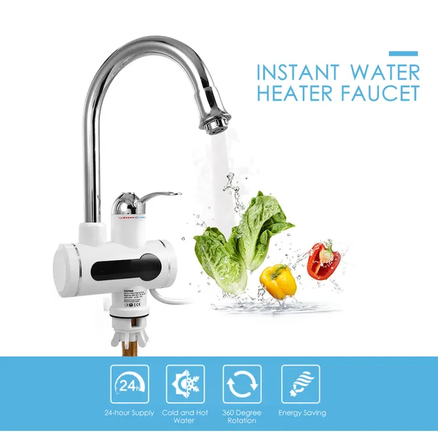 Best Offers COHOTCA Instant Tankless Electric Hot Water Heater Faucet Kitchen Instant Heating Tap Water Heater With Digital Display