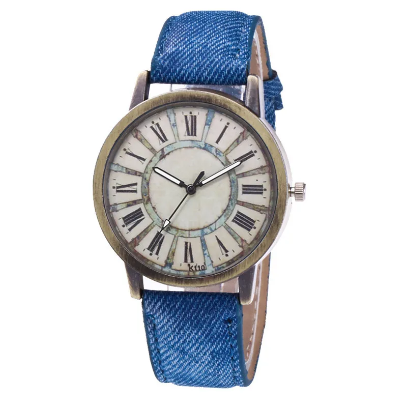 Лучшие часы с римскими цифрами Romain Horloge Cadeau кварцевые наручные часы повседневные винтажные женские часы для всех Relojes Para Mujer Часы@ 50 - Цвет: blue