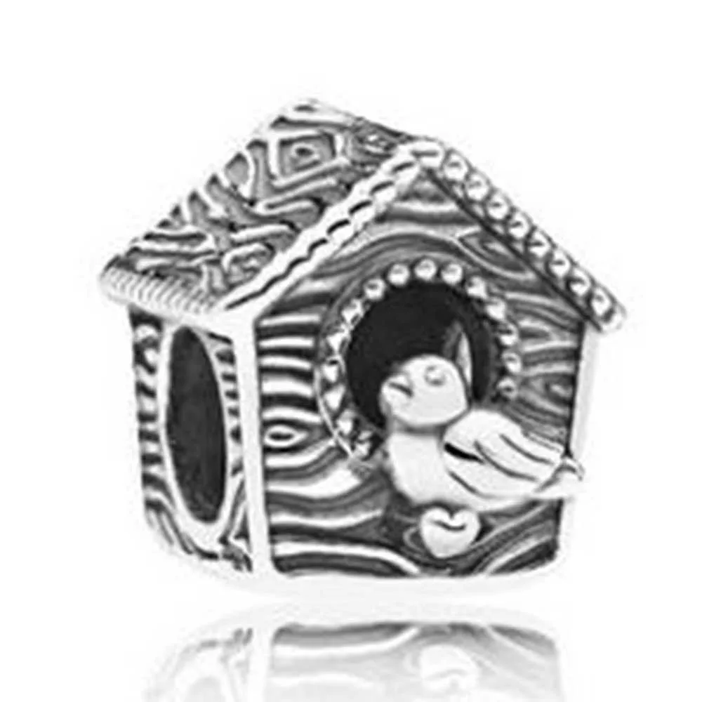 

100% 925 Sterling Silver Charms Rose Charms Spring Bird House Charms Fit Original Bracelet Diy Jewelry