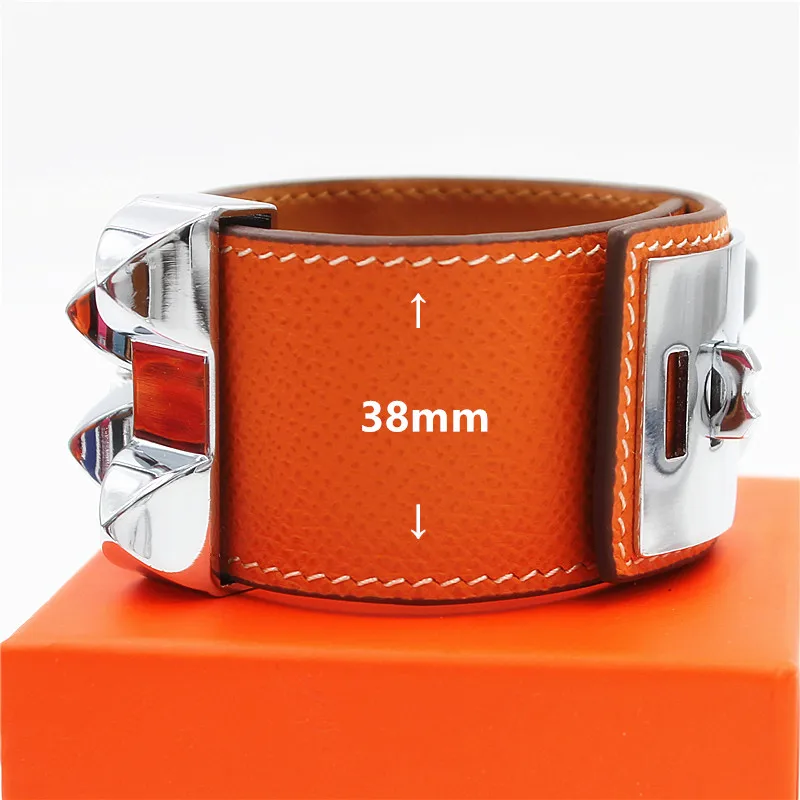 

Top Quality Punk Bracelets Wide Skin Genuine Leather Bracelets & Bangles For Women Men Wrap Bracelet Statement Jewelry WX008