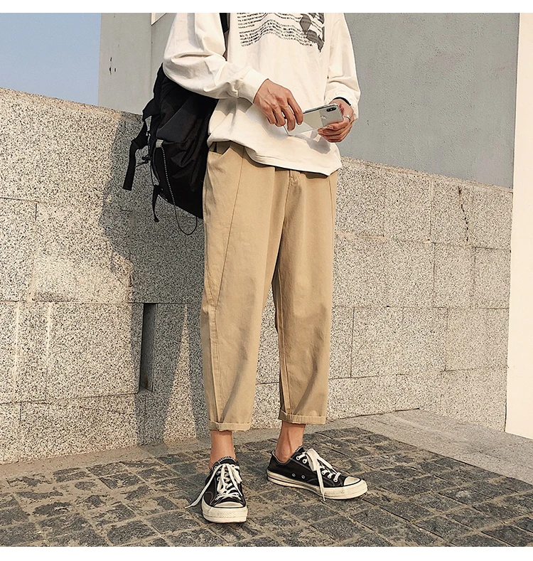 2019 мужская летняя новая Корейская версия тренда девять точек свободного прямого кроя Ins Super Fire повседневные штаны уличная одежда