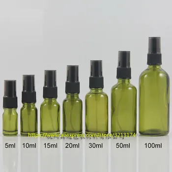 

wholesale 5ml to 100ml olive green glass bottle with black sprayer,for perfume/essential oil/facial water/Toilet water