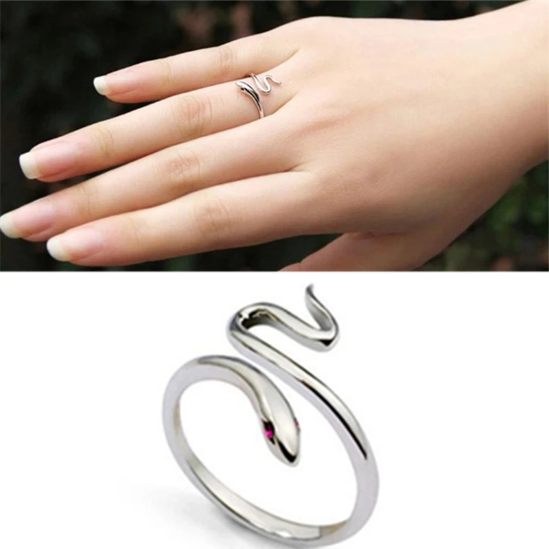 

New 2018 Fashion Adjustable Men Silver Color Originality Lovely Snake Single Ring Wedding Finger Jewelry Gift For Women Men