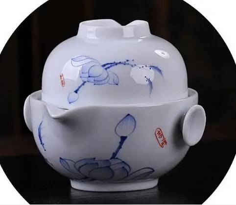 LANHUIYA керамический дорожный офисный чайный набор включает в себя 1 чайник 1 чайник высокого качества элегантный gaiwan, красивый и легкий чайник - Цвет: Красный