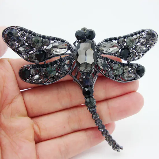

Vintage Style Brooch Fashion Black Rhinestone Crystal Wing Dragonfly Bird Pendant Brooches pin Exquisite Bird Pin