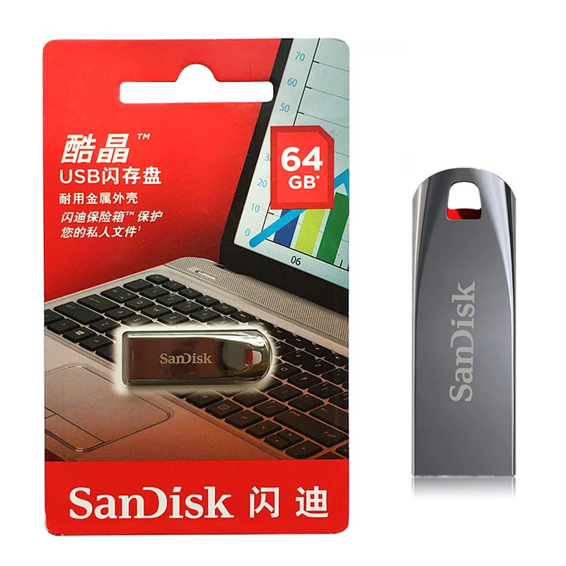 SanDisk USB 2,0 Мини-флеш-накопители 64 ГБ 32 ГБ 16 ГБ флеш-накопитель U диск USB ключ Флешка для ПК