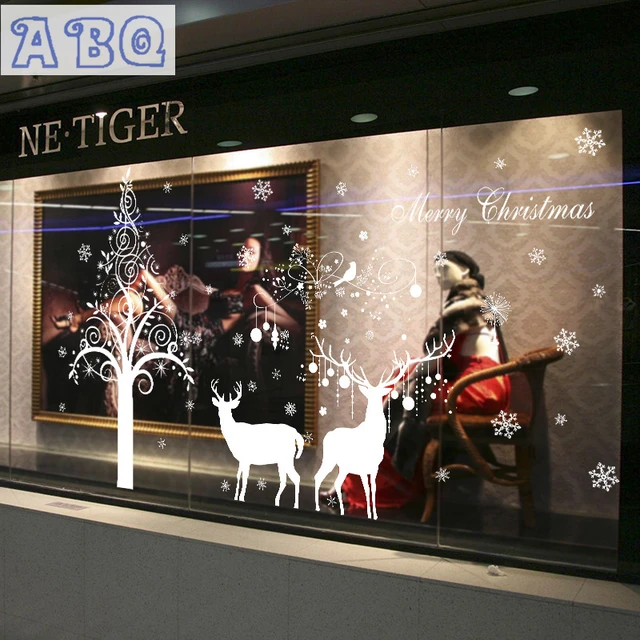 Christmas Tree Elk Snowman Christmas New Year Shop Window ...