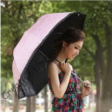 Женские летние солнца, солнцезащитный крем, UPF> 50+, ladies'parasol, 8 К ребра, черное покрытие, карман зонтик, УФ-защита, арочные завязки