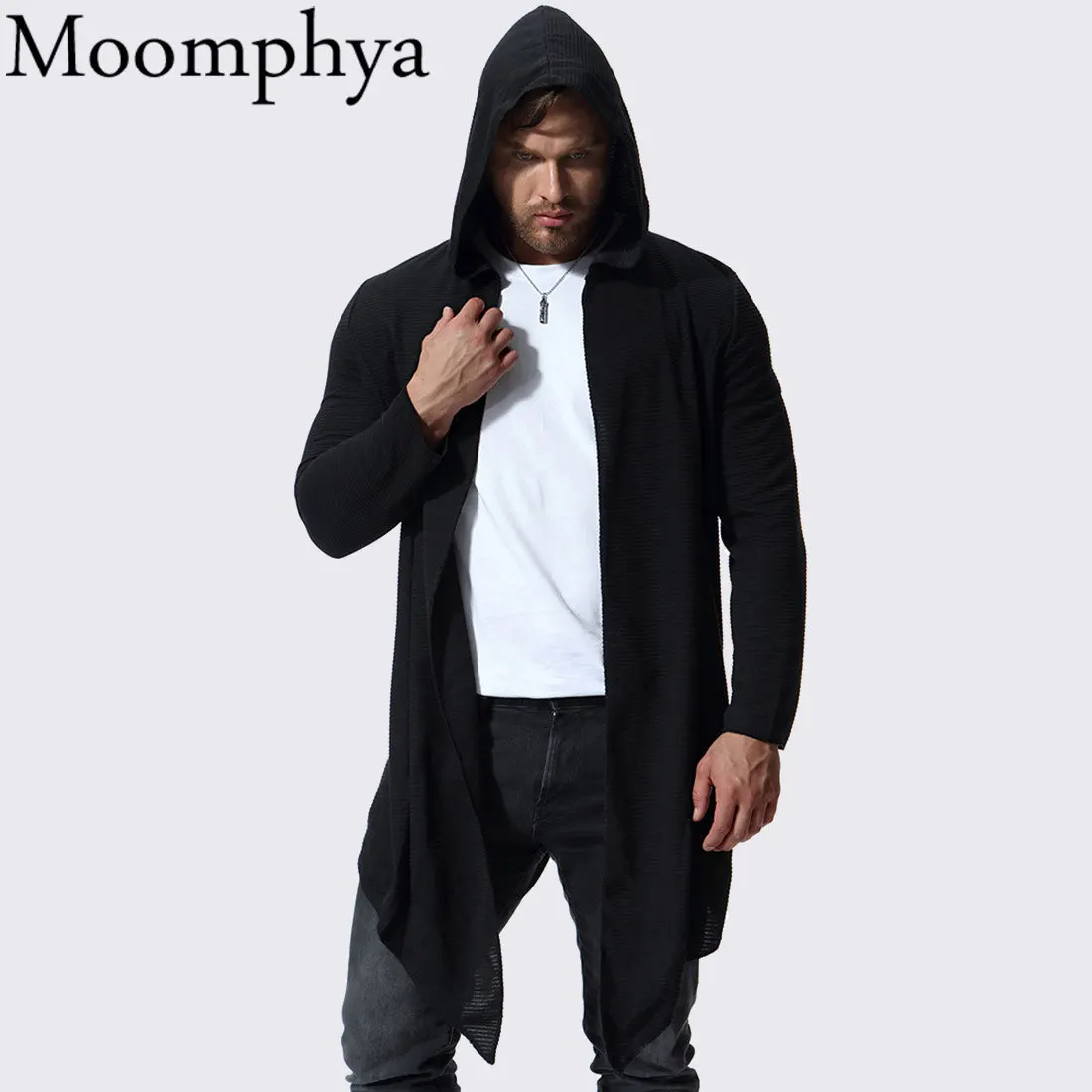 Тренчкот Moomphya мужской в стиле хип-хоп стильная уличная одежда с капюшоном