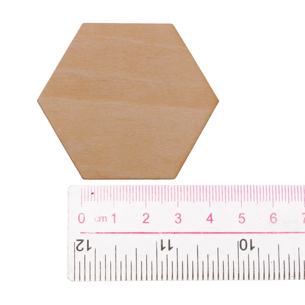 50/100/200pcs Wooden Hexagon Shapes MDF Cutouts Blank Embellishments Craft for DIY Scrapbooking Card Making Decoration Ornaments