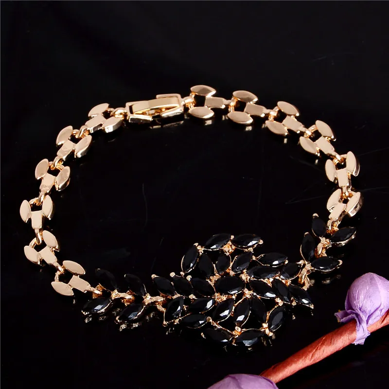 SHUANGR Модные женские/женские новые золотые Австрийские кристаллы 5 цветов носороги браслеты и браслеты ювелирные изделия - Окраска металла: black