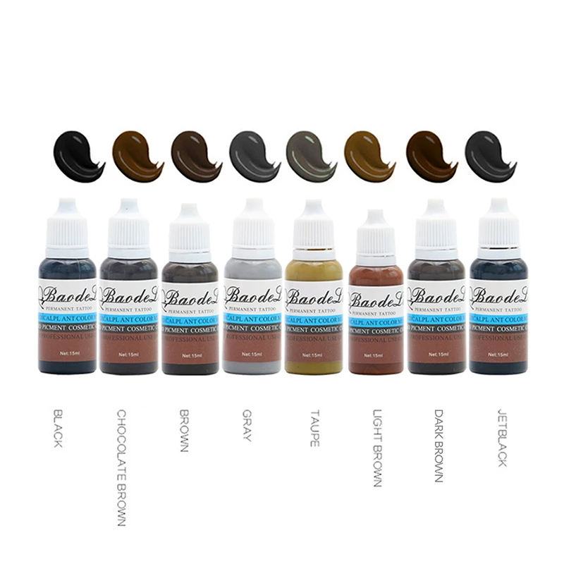 

15ml Natural Plant Tattoo Ink Pigment For Permanent Eyebrow Tattoo Color Lip Body Arts Paint Makeup Tattoo Supplies 8 Pack