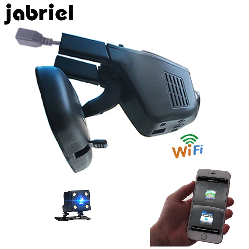 Автомобильный видеорегистратор Jabriel ios/android Wifi с двумя объективами Автомобильная
