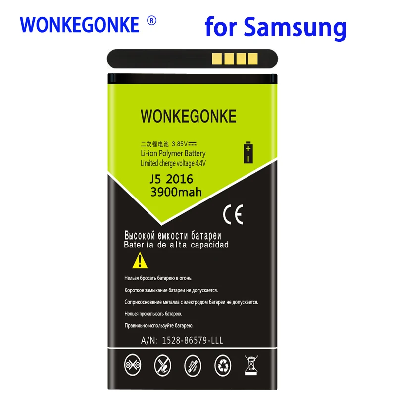 WONKEGONKE 3900mah EB-BJ510CBC литий-ионный аккумулятор для телефона Samsung Galaxy J5 2016 Edition j5109 j5108 J510
