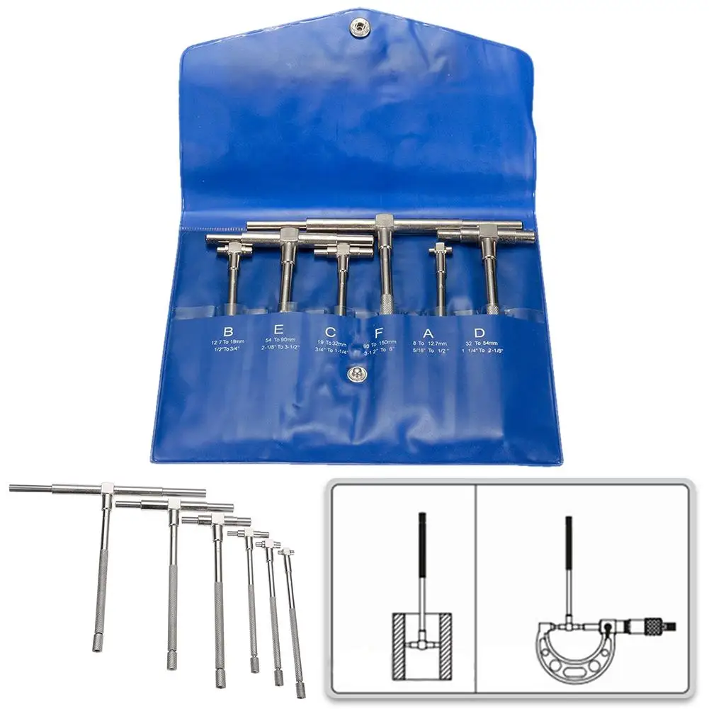 

(Goods discontinued) 6Ppcs Precision Telescoping Gage Set Hardened Steel Microcallipers 8-150mm Silver For Measuring Tools