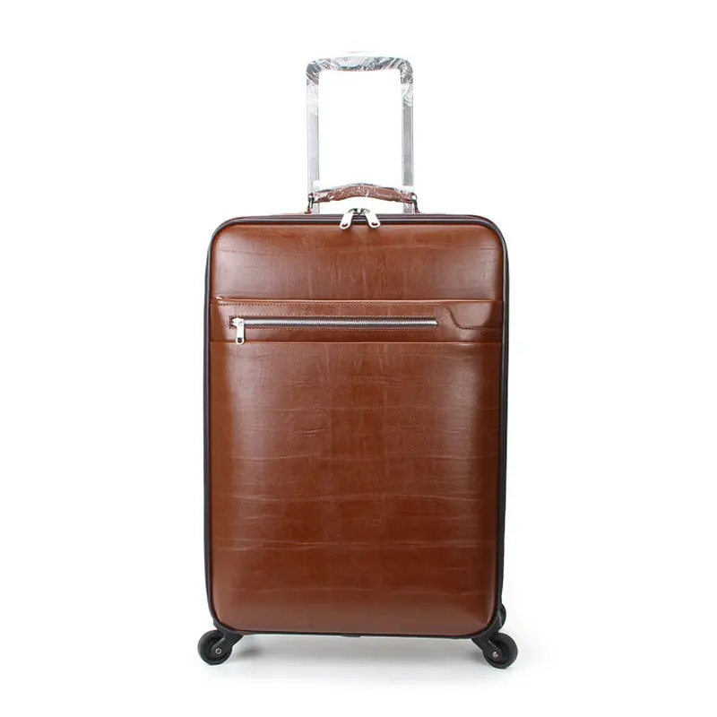 

New Men and Women PU Leather Travel Suitcase Vintage Luggage Travel Bags Universal Wheels Trolley Luggage Rolling Luggage