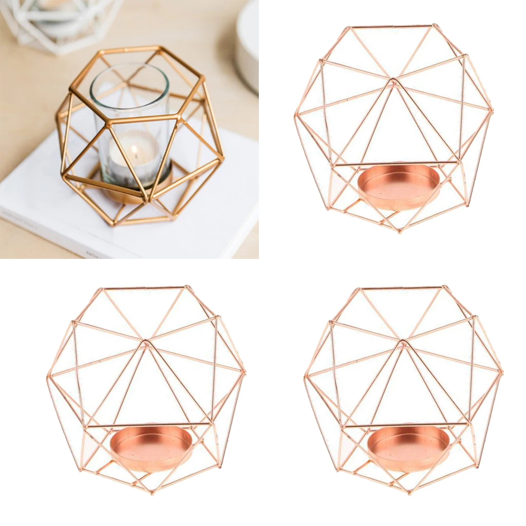 3Pcs Nordic Style Wedding Kitchen Dining Mood Tealight Holder Candlestick 3D Candle Holder Rose Gold High Quality 