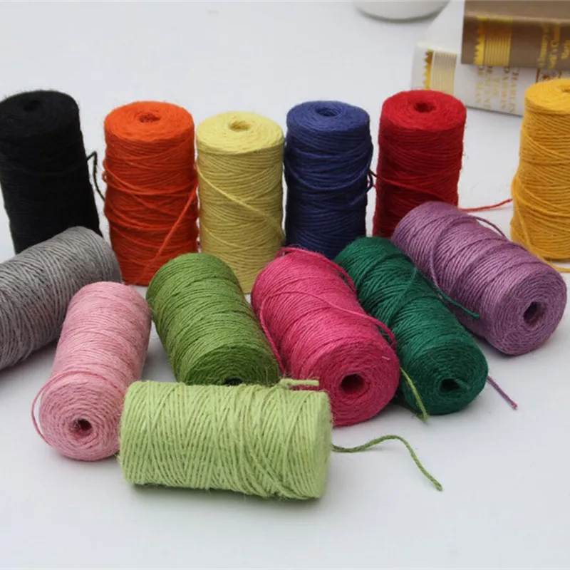 1Roll 100M Natural Burlap Hessian Jute Twine Cord Hemp String 2mm Gift Wrap Packing String Rustic Wedding Decoration AA7905