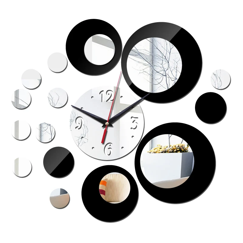 

top fashion sale wall clock clocks DIY mirror acrylic quartz watches 3d crystal red modern home decoration design luxury