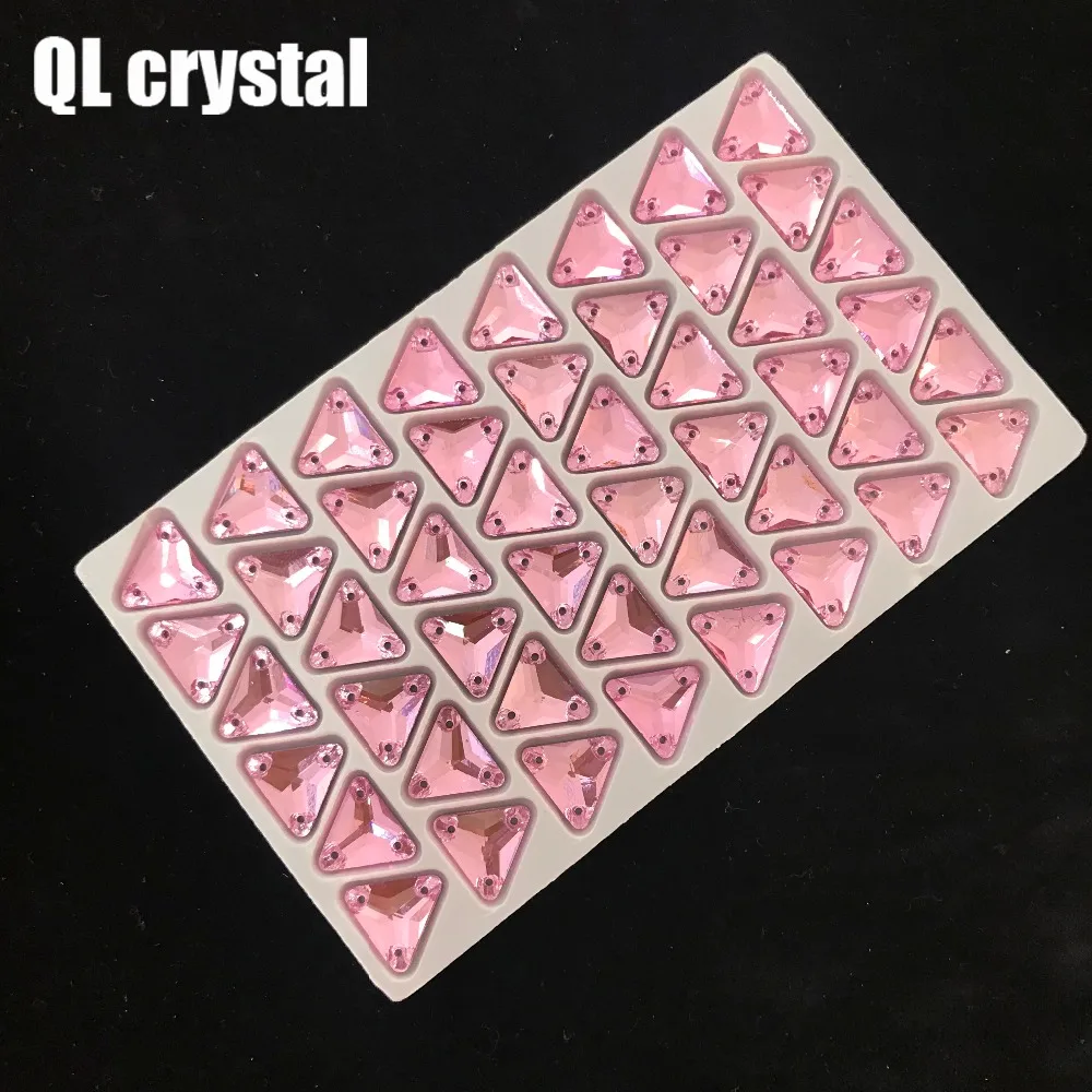 QL Кристалл 12x12 мм розовый три угла пришить для Diy свадебное платье Одежда обувь