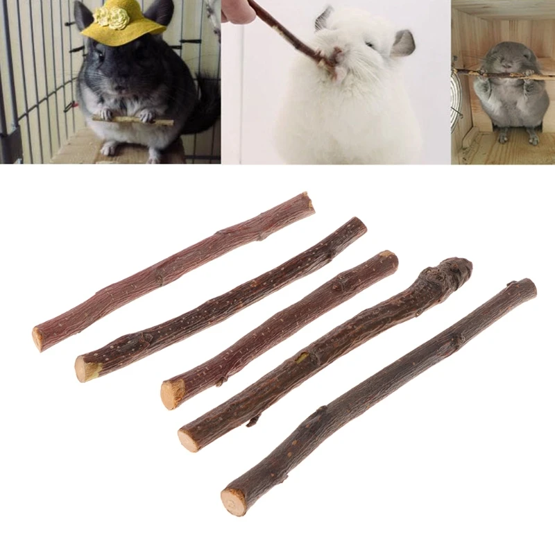 5pcs Chew Stick Apple Tree Branch Hamster Squirrel Natural Toys Parrots
