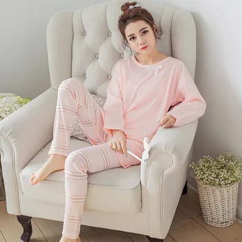 

Sleeping Cartoon Print Cute Round Neck Home Wear Women Pajama Summer Autumn Winter Long Sleeve Suit Milk Silk Cotton Comfortable