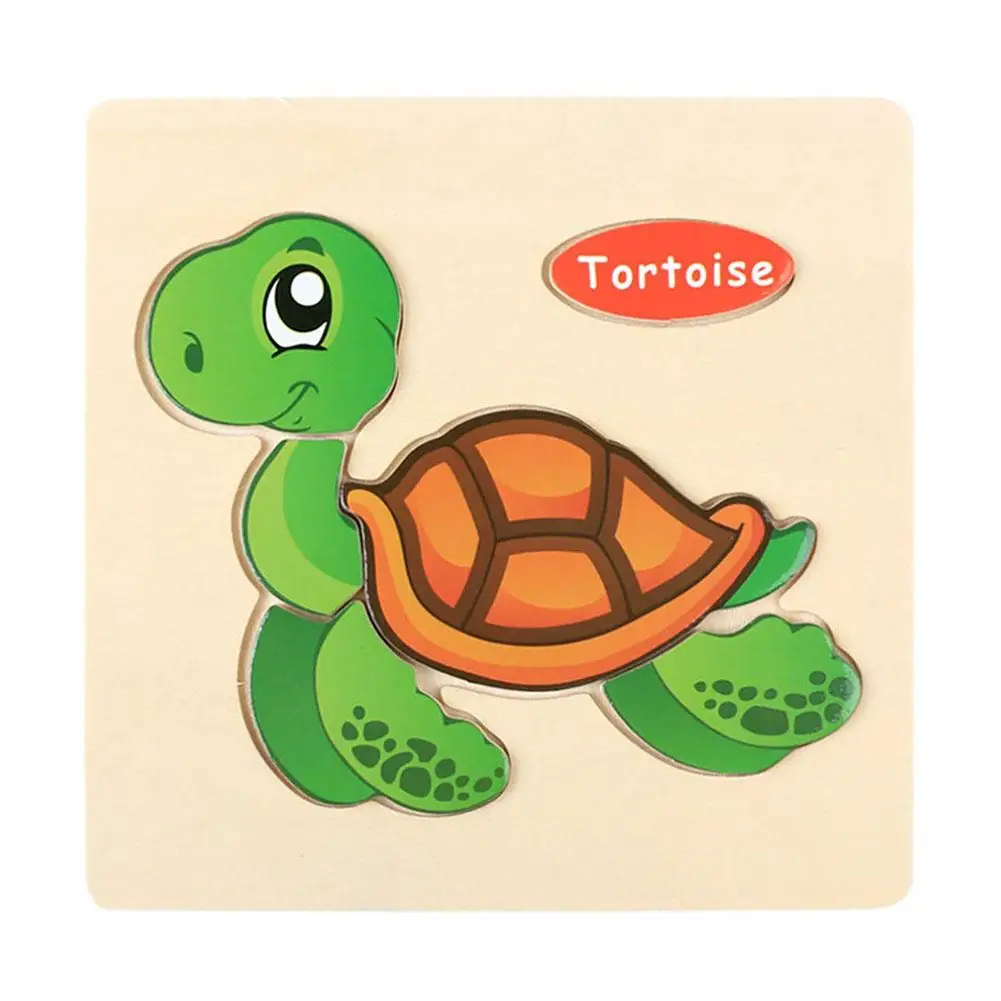 1 шт. детские игрушки Мультяшные 3D детские игрушки-головоломки животные деревянные головоломки детские развивающие игрушки для детей подарок - Цвет: turtle
