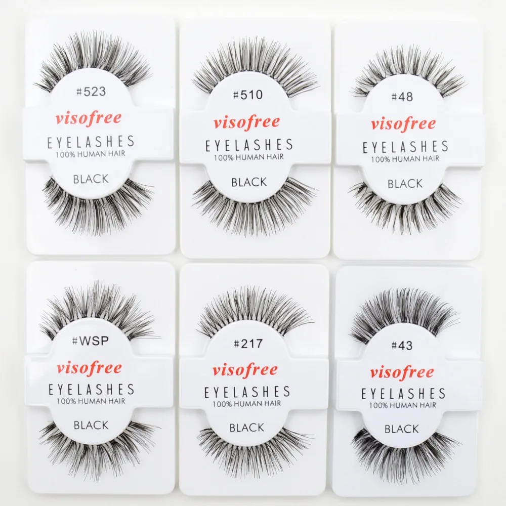 

12 pairs Visofree Lashes Soft False Human Hair Eyelashes Adhesives Glamour Fake Eye Lashes Makeup Wispies