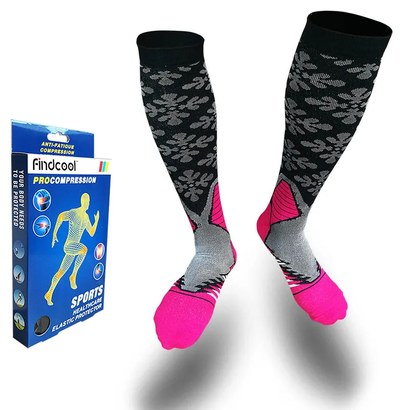 YISHENG медицинские поддерживающие ножные голени носки для варикозного расширения вен Компрессионные носки обертывание ног Формирование для мужчин и женщин - Цвет: Pink