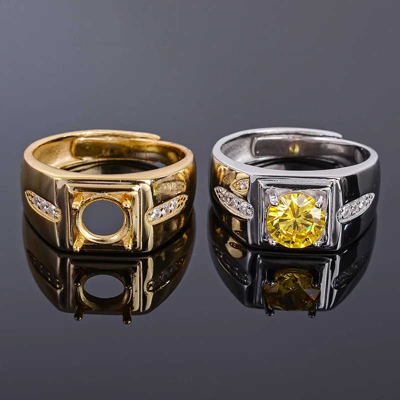 MeiBaPJ 7 мм натуральный круглый цитрин драгоценный камень модное кольцо/пустая поддержка для мужчин Настоящее 925 пробы серебро прекрасный брелок ювелирные изделия