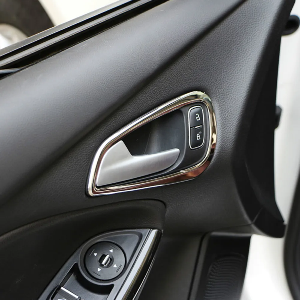 4 шт./компл. автомобиля внутренняя дверная ручка Стикеры отделка интерьера литье Крышка Стикеры s для Ford Focus 3 4- для леворульных автомобилей Аксессуары
