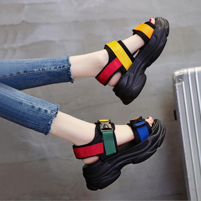 Woman Sandals 2019 Summer Women Concise Platform Casual Shoes Woman Fashion Thick Bottom Wedges Sandals