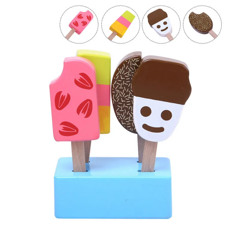 

1pc Kids Kitchen Popsicle Model Toy Ice Cream Kitchen Food Toys Children Wooden Toys Play House Gift Toys for Preschool Girl Boy