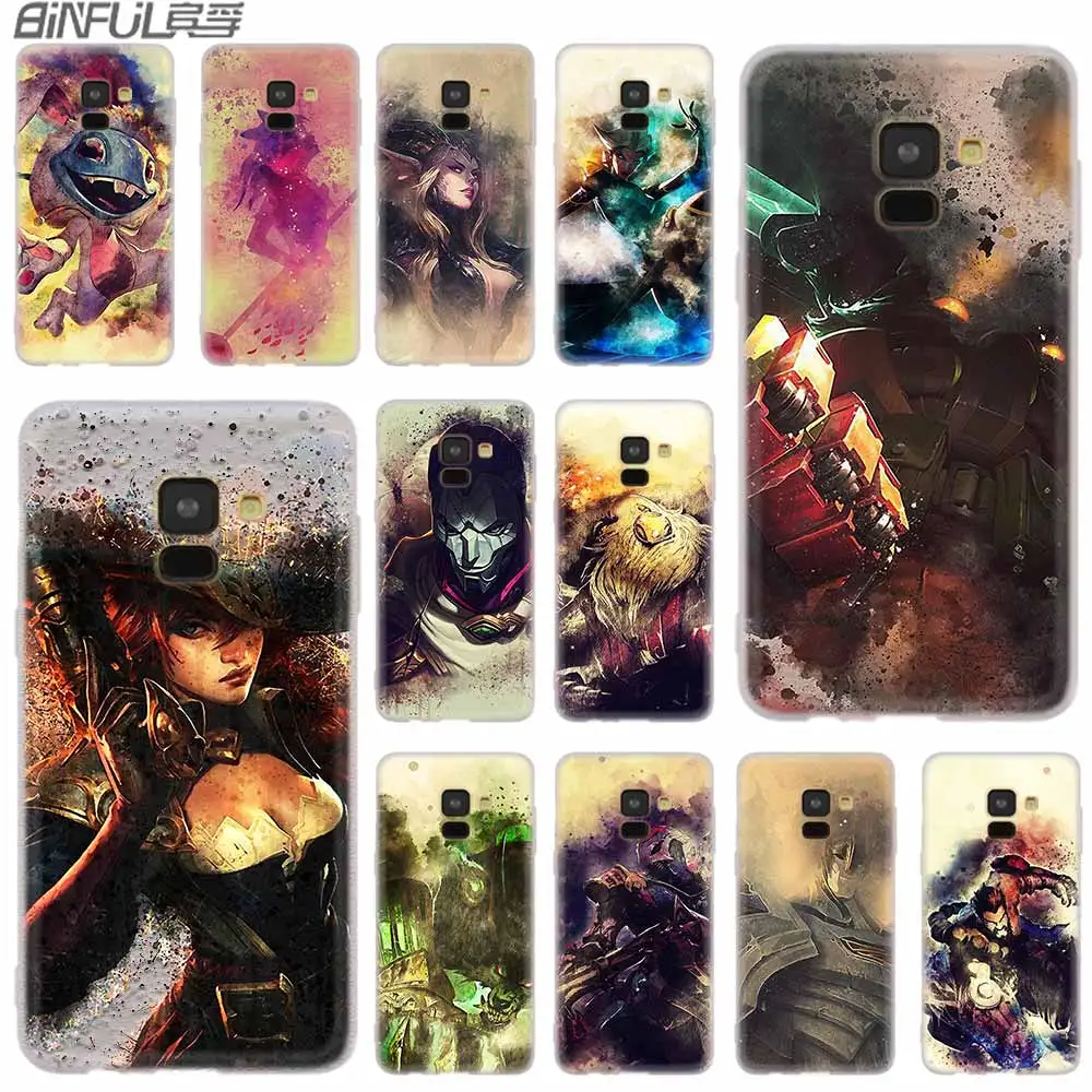 

Cover Silicone case For Samsung Galaxy A6 A8 A9 A7 A5 A3 Plus 2018 2017 2016 2015 A6S Star Xayah Rakan caitlyn LOL