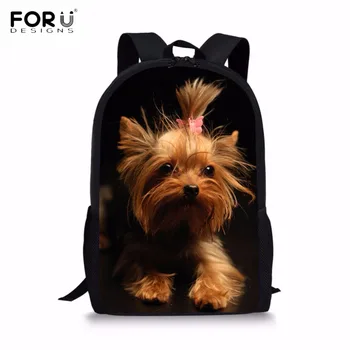 

FORUDESIGNS Cute Puppy Yorkshire Terrier Print School Bags for Girls Children Backpacks Schoolbag Mochila Bookbag Kids Baby Bags