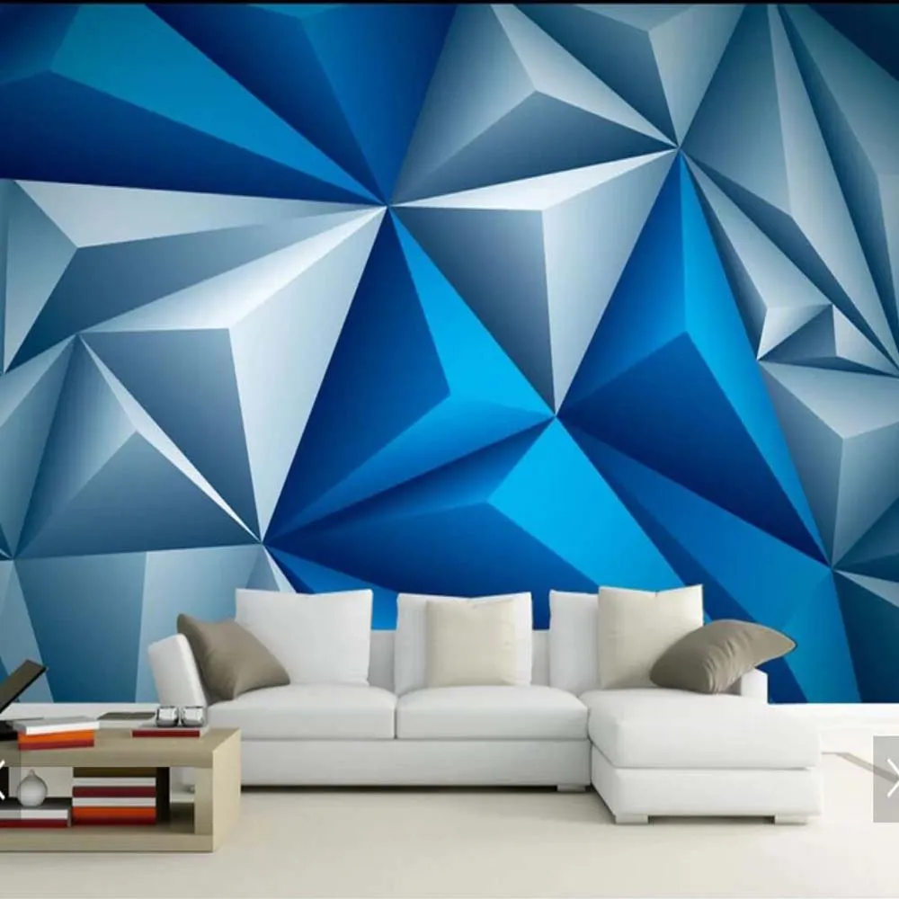 Custom 3D Wall Murals Wallpaper Modern Stereoscopic Blue Geometric