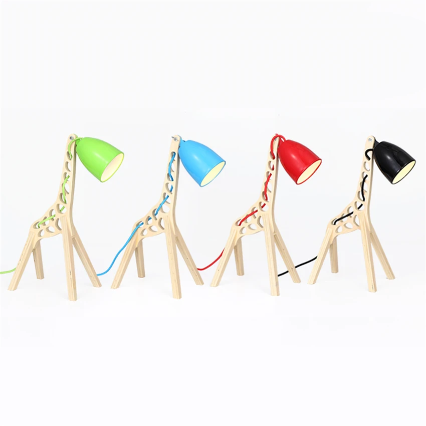 

Nordic Giraffe LED Table Lamps Wooden Lamp Bedroom Living Room Study Reading Table Lights Light Fixtures Desk Lamps Table Night