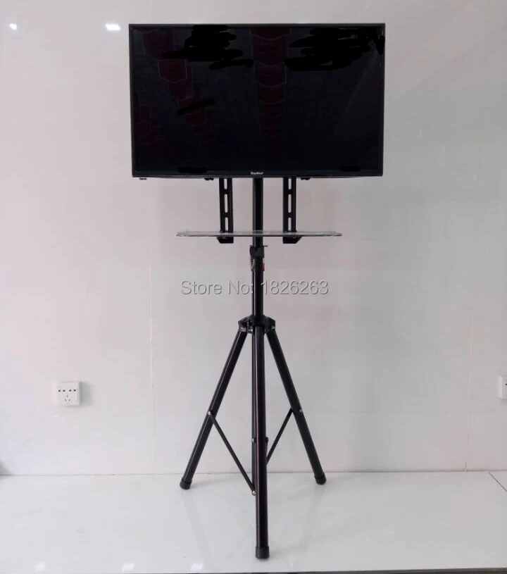 360degree Swivel 32~55 inch TV Mount Tripod Stand with DVD Holder VESA 100~400mm Loading 50kgs Height Adjustable TV Floor Stand