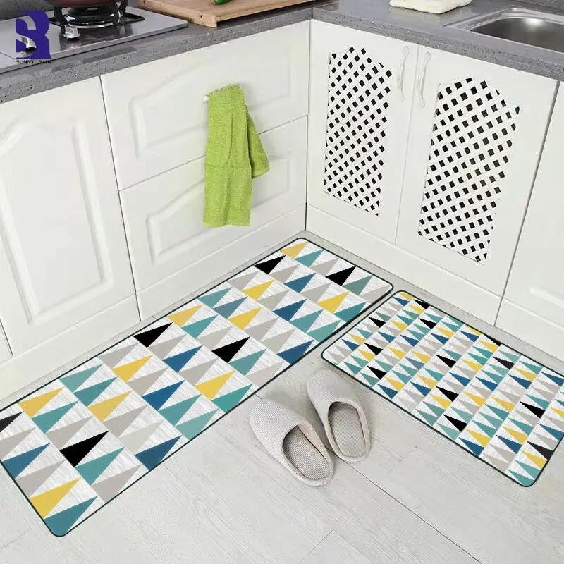 

SunnyRain 2-Piece Set Bohemia Kitchen Rugs Geometric Area Rug For Kitchen Slip Resistant Bathroom Rugs
