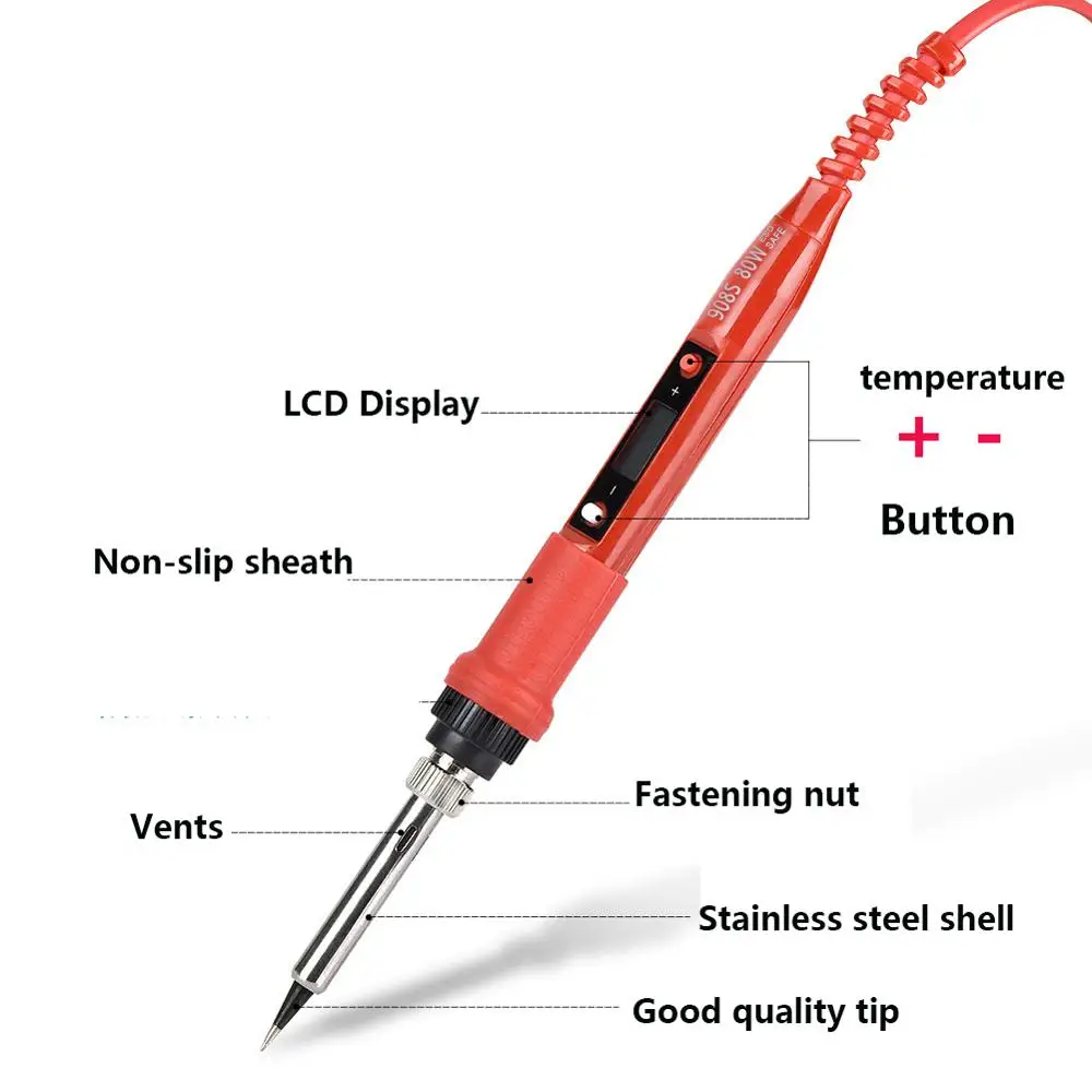 220 В 80 Вт регулируемый цифровой ЖК Электрический паяльник с Desoldeirng паяльник
