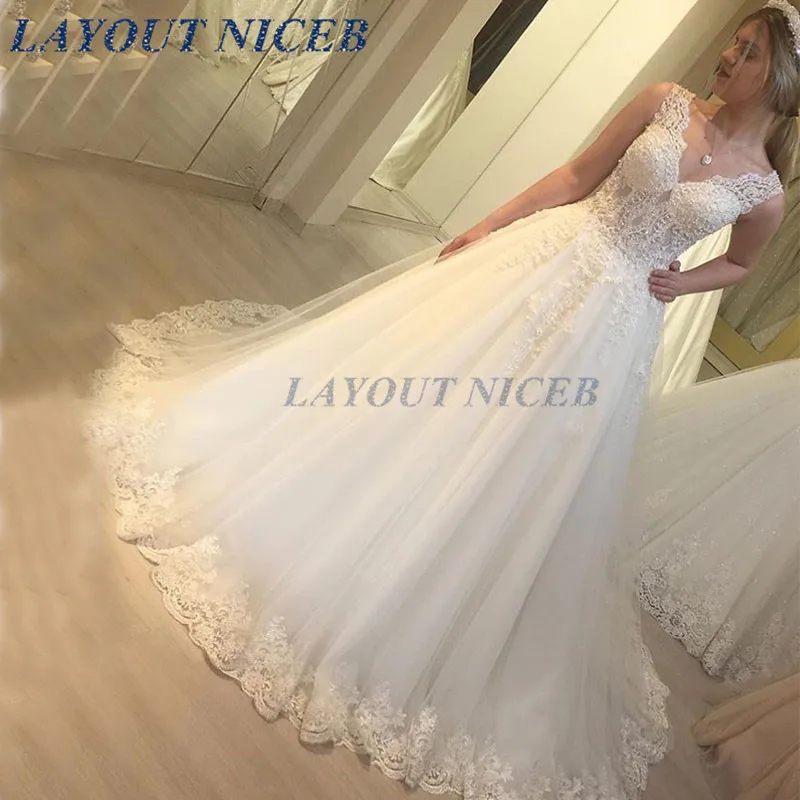 Modest Lace Tulle Weding Dresses 2019 vestidos de noiva A Line Sheer Bridal Gowns Custom Made trouwjurk Free Shipping China