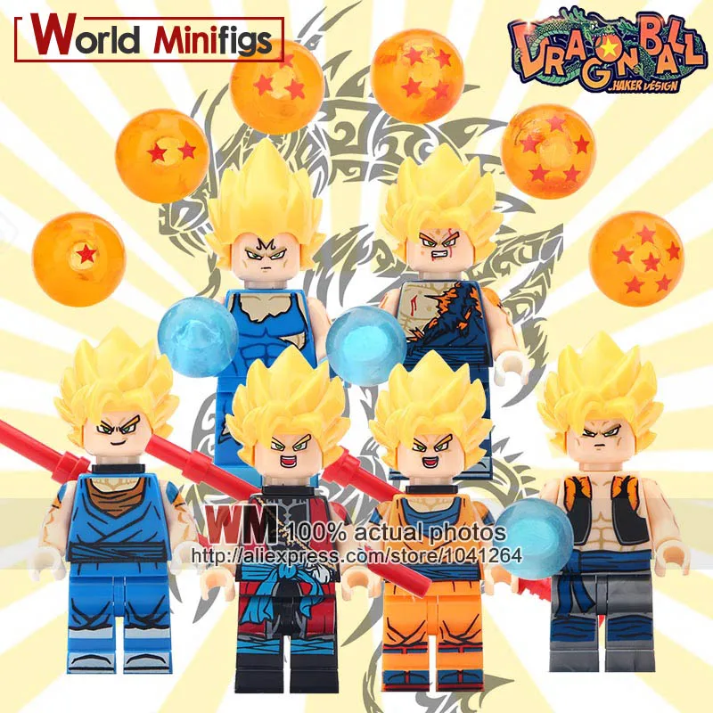 

10Lots of Japanese Cartoon Dragon Ball Z Building Blocks Super Saiyan Son Goku Vegeta Vegito Sailor Moon Children Brick Toys