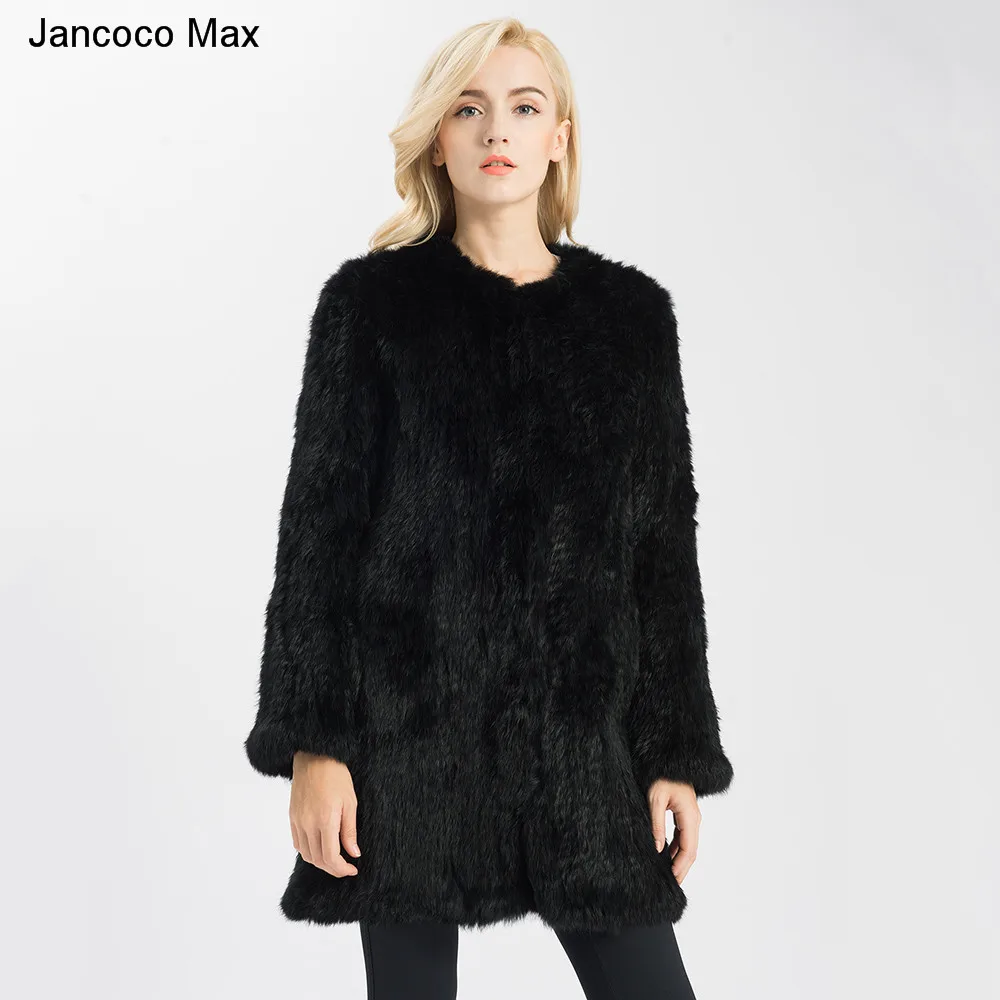 Jancoco Max 3 цвета толстая вязаная женская куртка из натурального меха женское