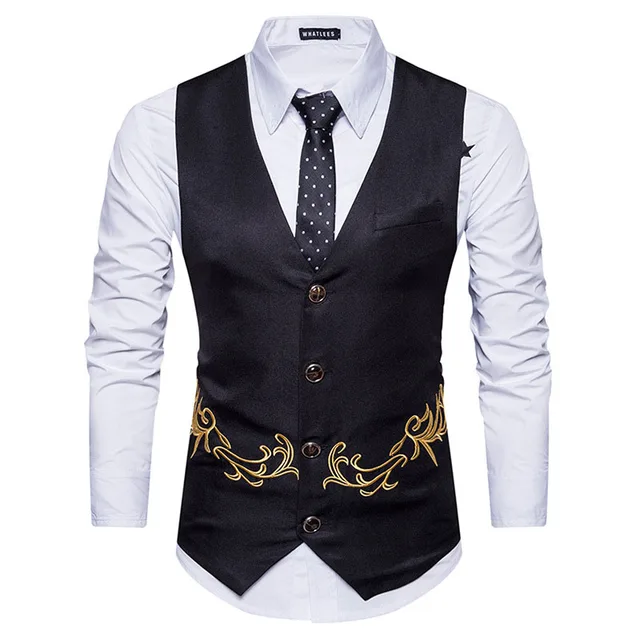 Aliexpress.com : Buy Gold Print Men Suit Vest Gilet Homme