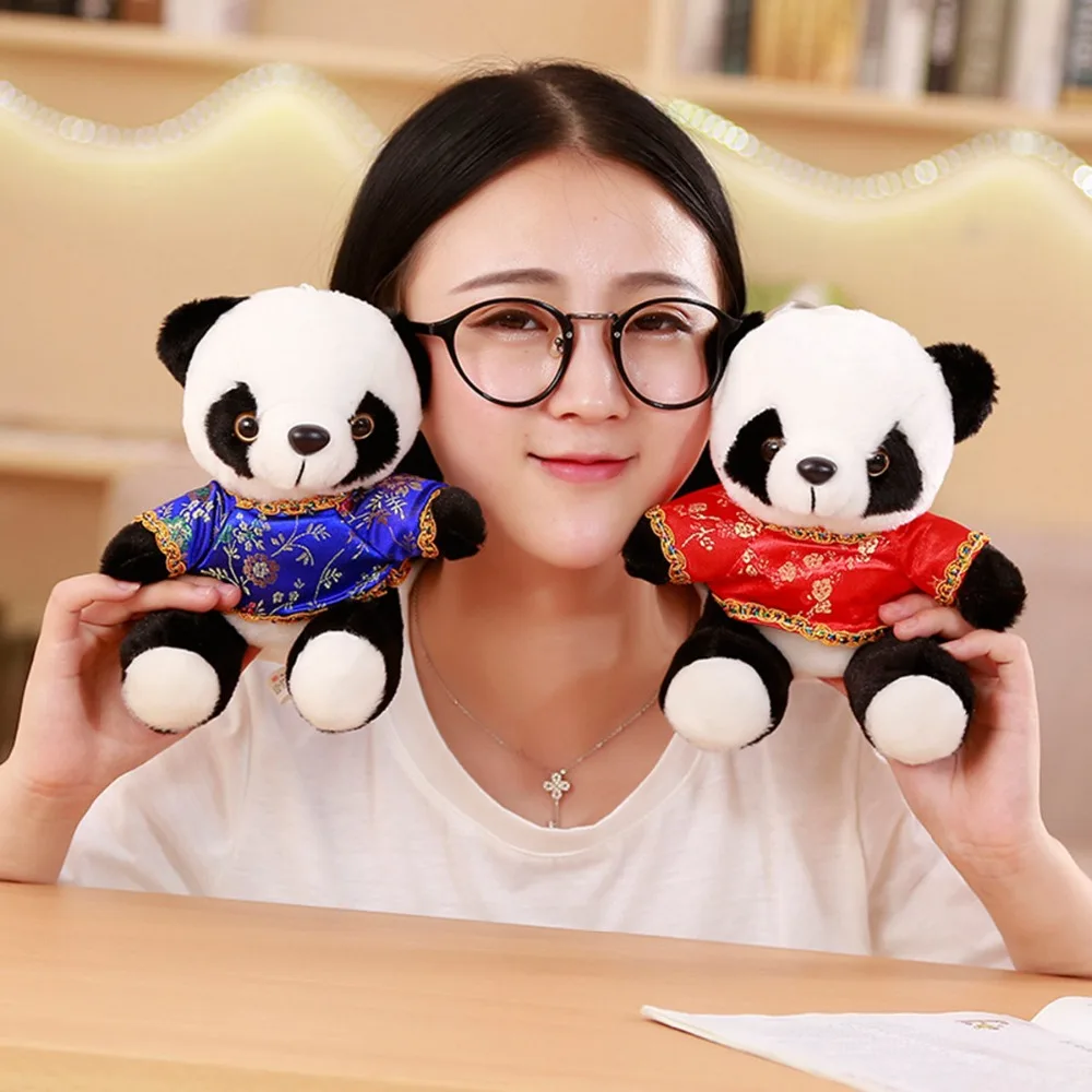 Miaoowa 1pc 18cm Cartoon Cute Panda with Tang Suit Plush Stuffed Animal Toys For Baby Infant Lovely Doll Gift Present for Kids