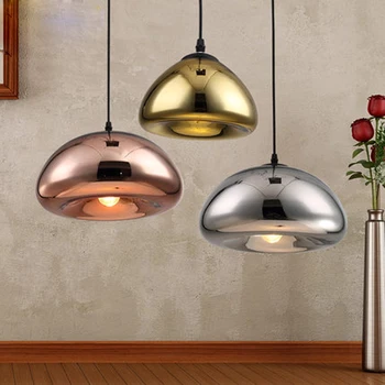 

Modern minimalist electroplated rose gold single-head glass pendant lamp restaurant decoration E27 light 110 - 220V silver ball