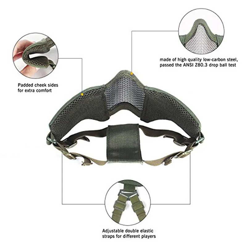 Тактические страйкбольные маски дышащие полуметаллические стальные V10 сетчатые маски для лица и UV400 очки+ комплект нарукавных повязок для охоты ПЕЙНТБОЛА