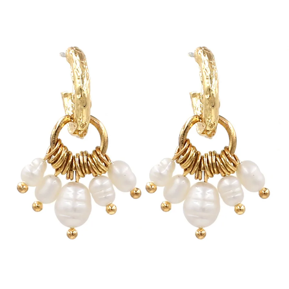 

Cluster Irregular Pearl Women Dangle Earrings Gold Color Tassel Drop Earring Baroque Korean Jewelry Trendy African Aretes Small